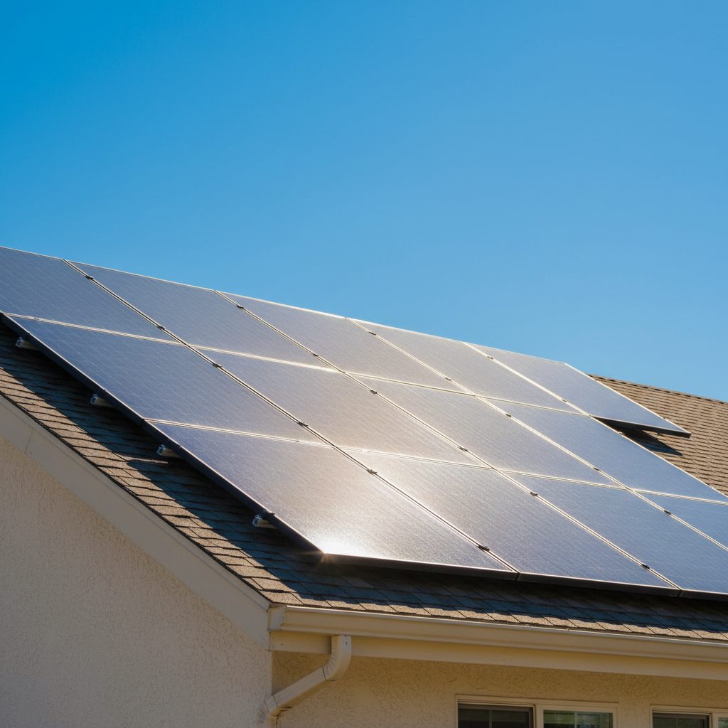 Clean solar panels on a residential roof.